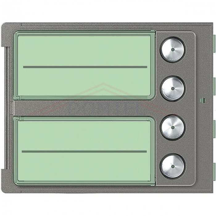 Tlačítka 2-BUS Bticino videotelefony ROBUR kryt modulu elektroniky, 1 sloupec, 4 tlačítka, provedení-barva kov