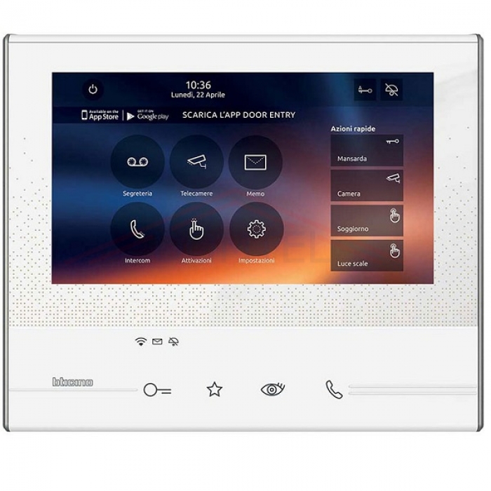 Domovní videotelefon Classe 300 WIFI 7" barevný dotykový LCD displej, interkom, paměť obrazu, barva bílá, 2-BUS Bticino
