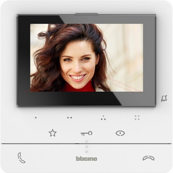 Domovní videotelefon Classe 100 STANDARD 5" barevný LCD displej, barva bílá, interkom, bez sluchátka, 2-BUS Bticino